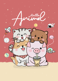 สัตว์น้อยน่ารักบนอวกาศ สีแดง