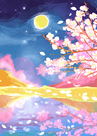 Beautiful night cherry blossoms#1803