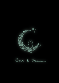 ネコと月 | 黒とエメラルドグリーン
