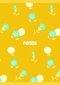 green rose pattern on green