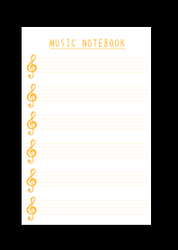 ORANGE COLOR MUSICAL NOTES/BLACK