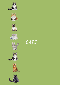 Happy Cat on moss green