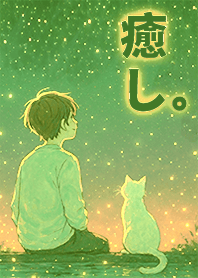 Boy and Cat Gazing at the Stars 1N