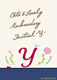 Cute & Lovely embroidery Initial 'Y'