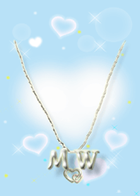 イニシャル26 M&W （ハートの雲）水色