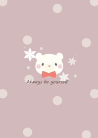 Polar bear and ribbon -smoky pink-Xmas2