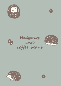 Hedgehog and coffee beans *smoky green*
