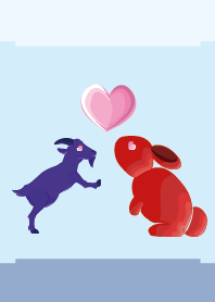 ekst blue（羊）love red（ウサギ）