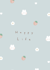 Rabbit & Strawberry. light blue.