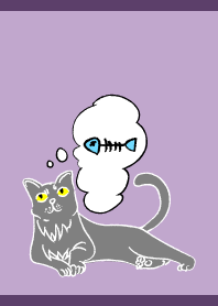 Thinking Cat4 on purple