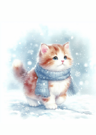 雪中小貓的冬日夢
