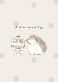 Hedgehog and Autumn sweets -brown- dot