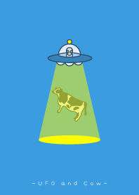 UFO and Cow - Light blue and Yellow -