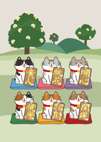 Lucky cat in the forest!(fog gray brown)