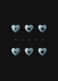 BLUE GRAY HEART -black-