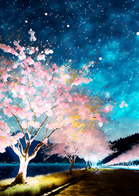 Beautiful night cherry blossoms#808