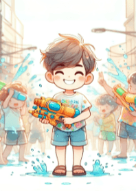Little Boy in Songkran Day