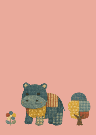 Hippo's Outing on pink & blue JP