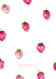 성인 수채화 그림 : 딸기/ 핑크색2
