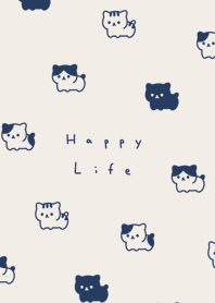 可喵喵小貓 - beige navy