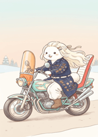 Snow Rabbit Biker in the Snowfield