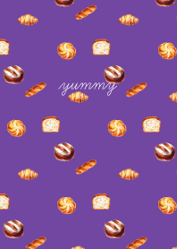 yummy breads on purple
