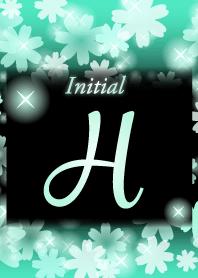 【H】イニシャル❤️お花-ミント×黒-