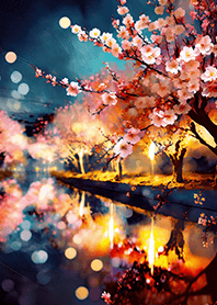 Beautiful night cherry blossoms#1524