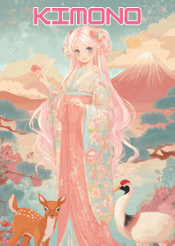 Winter Sakura Fuji Kimono