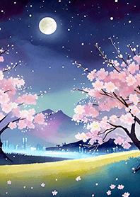 Beautiful night cherry blossoms#1126