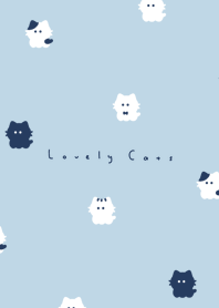 4 whisker cats(pattern)/aqua navy