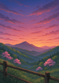 Evening Glow On Distant Peaks