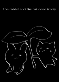 のんびりしたウサギとネコ
