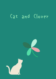 cat and clover*green