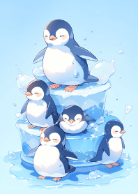 Cute penguin family