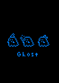 Pixel Ghost/ black, blue line