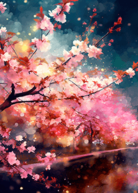 Beautiful night cherry blossoms#1015