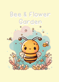 bee and flower garden cute pastel tone