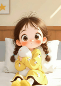 Little Girl on Bed in the Morning