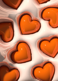 3D Glossy Orange Heart.