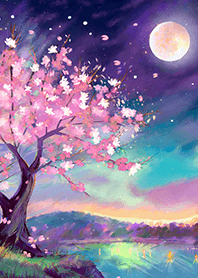 Beautiful night cherry blossoms#219