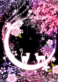 三日月と桜と猫の幻想的な着せかえ Line 着せかえ Line Store 三日月と桜と猫の幻想的な着せかえ Line 着せかえ Line Store