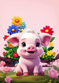 Cute cartoon pig theme