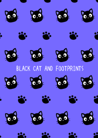 BLACK CAT AND FOOTPRINTSj-BLUE PURPLE-BL