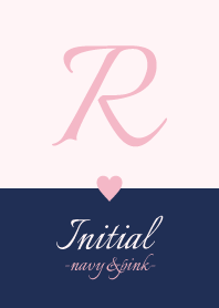 Initial "R" -navy&pink-