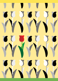 A single red flower on yellow