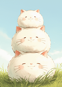 แมวขาวอ้วนสามตัวน่ารัก❤️