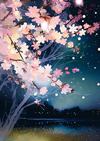 Beautiful night cherry blossoms#1441