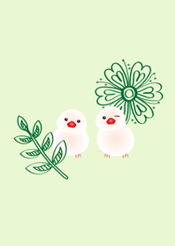 古典的な花や植物 - 白い鳥