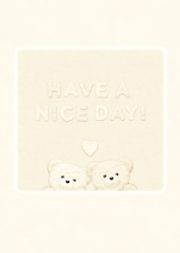 Fluffy Teddy Bears (F)  - Ivory & Blue